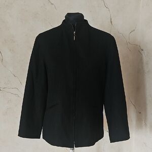 Studio 32 Black Full Zip 100% Wool Jacket Blazer Women's Size 12